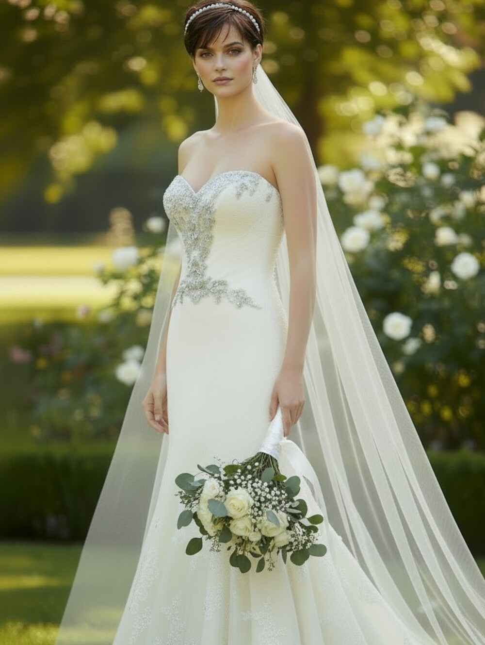 NWT Ivory Strapless Fit-and-Flare Lace Bridal Gown - Size 8